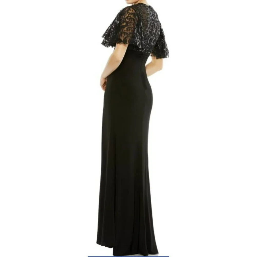 Mac Duggal Sequins Jersey Flutter Sleeve Formal Gown Maxi Dress Sz 10 NWT - Picture 5 of 8